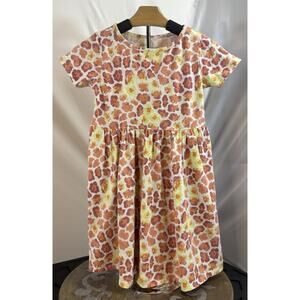 Pact Dress Girls 8/9 Orange Yellow Organic Cotton Pockets Sustainable